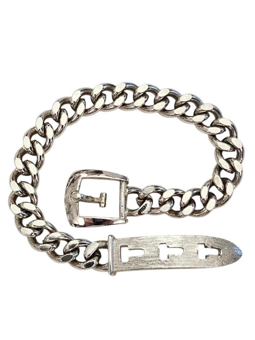 Avon Silver Tone Chain Buckle Bracelet, Signed L826